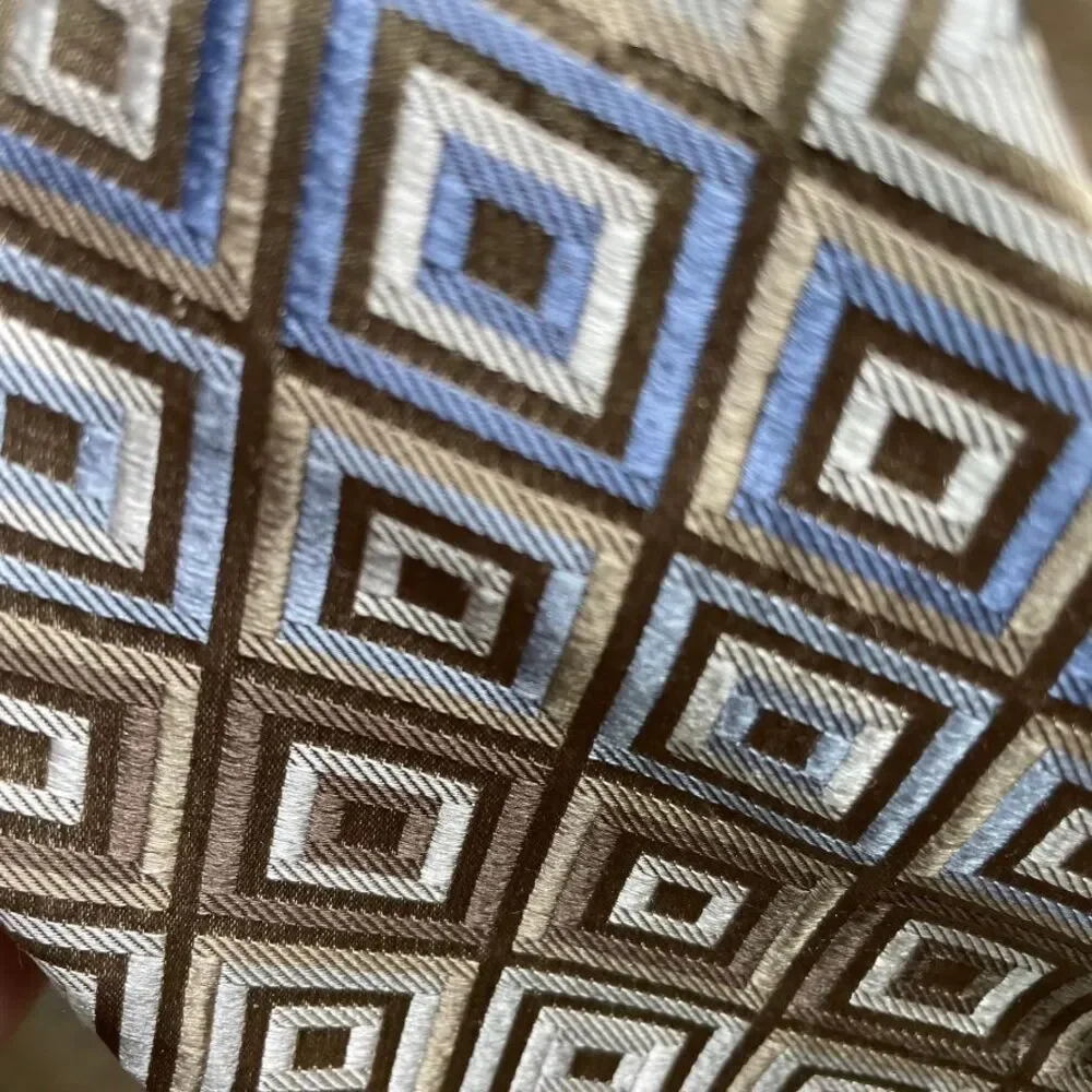 MICHAEL Michael Kors Mens 100% Silk Tie One‎ Size Tan Beige Blue Neutral Work